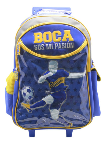 Mochila Con Carro Escolar 18  Futbol Boca Juniors Cresko 