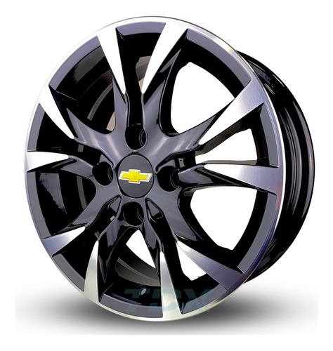 Rodas Scorro Chevrolet Onix Corsa Aro 15 4x100 (jogo)+bicos Cor Preto Com Diamantado