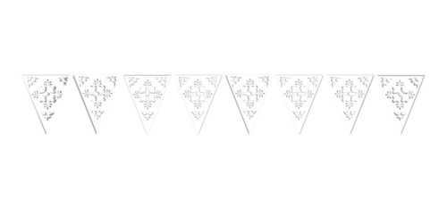 Decoración Papel Picado Banderín Flor  Blanco Plástico 40 Pz