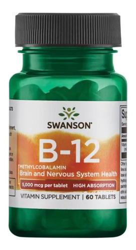 Swanson Vitamina B12 5000mcg 60tab Max Potencia Envio Gratis