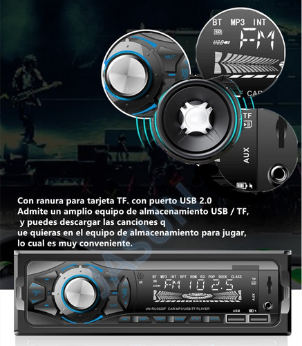 Auto Estereo Bluetooth Mp3 Radio Manos Libres Aux Usb Fm Sd