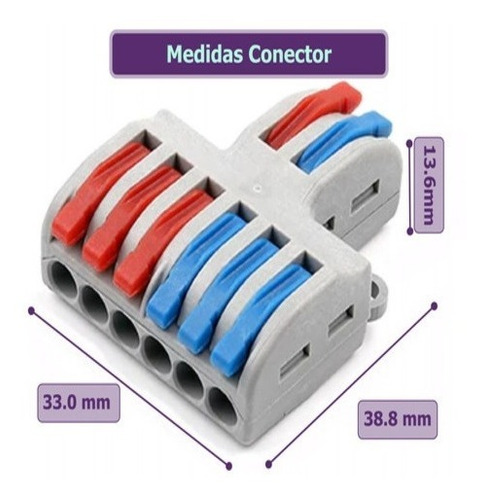 Imagem 2 de 8 de 5 Conector Emenda Derivação 2x6 Fio Alavanca Tipo Wago Df42