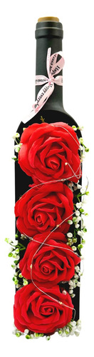Botella Rosas Eternas Caja Luz Led Regalo Amor San Valentín