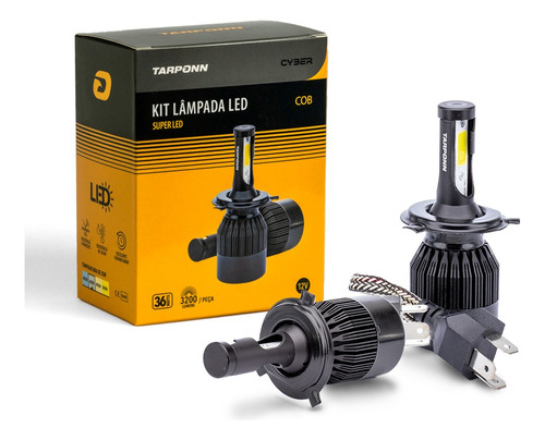 Kit Lâmpada Tarponn Super Led Cyber H4 36w E 3200lm 6000k