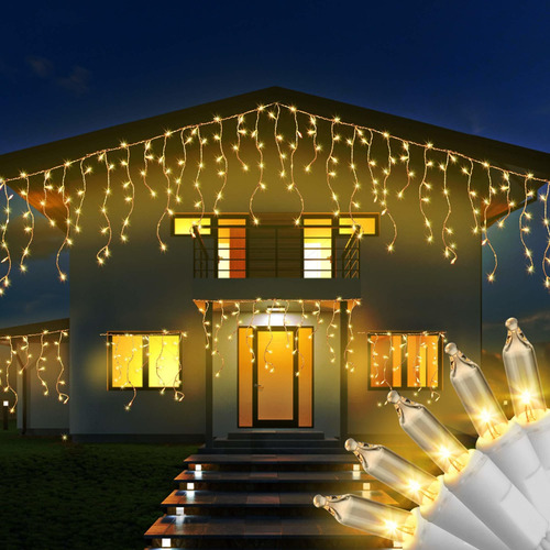 Recesky 100 Luces De Carámbanos Navideños   Luz Blanca Cálid