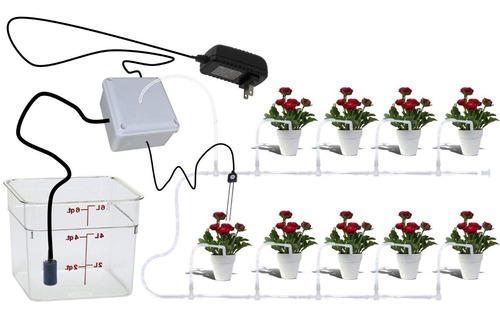 Bomba Automatica + Sistema Riego 10 Plantas Microaspersion