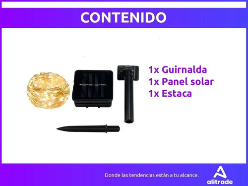 Imagen 8 de 10 de Luz Led Guirnalda Alambre Ext/ Int Efectos Calida Solar 12m