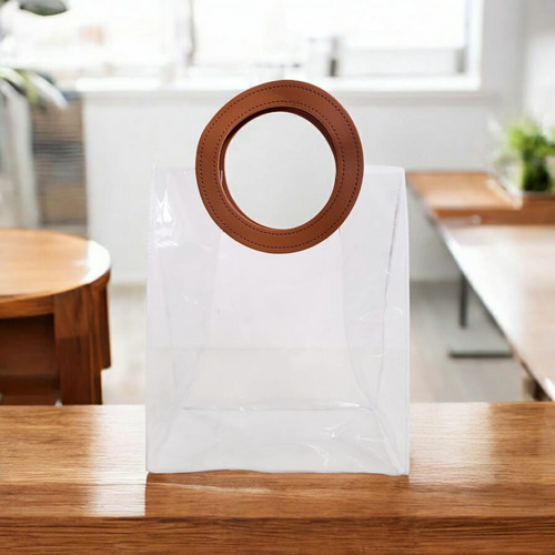 Sacola Transparente Grande Com Alça Bolsa Presente Pvc 26cm Cor Branco