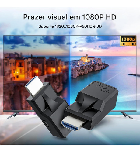 Extensor Hdmi 60mt Via Cabo Rede Full Hd 1080p Plug & Play