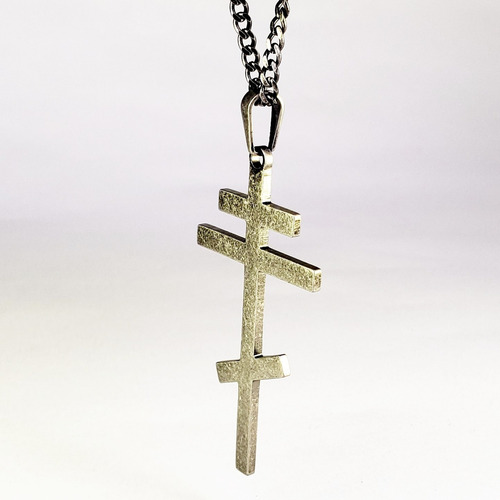 L Colar Com Pingente De Cruz Ortodoxa, Crucifixo Russo, Aço