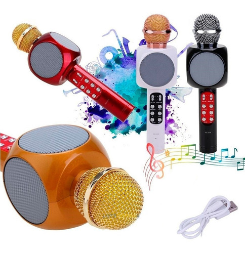 Imagen 7 de 10 de Microfono Karaoke Parlante Bluetooth Luces Led Audioritmicas