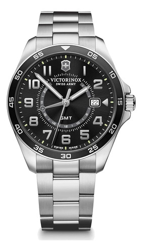 Reloj Victorinox Fieldforce Classic Gmt Con Esfera Negra Y P