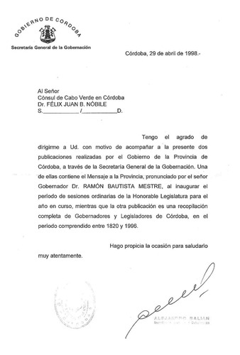 Gobernadores Y Legisladores De Cordoba (1820/1996)