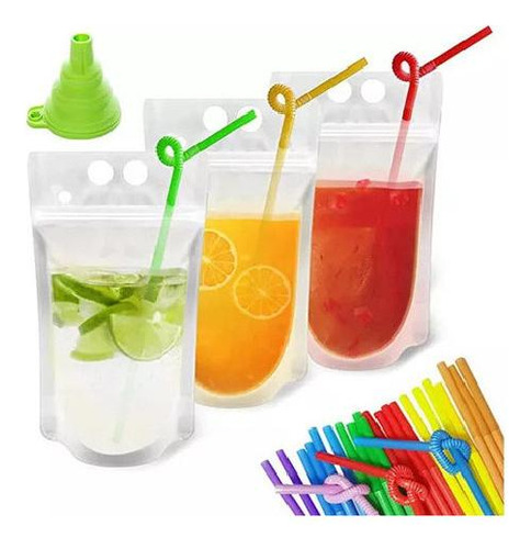 100 Bolsitas Transparentes Para Beber Zumo Bolsitas Para