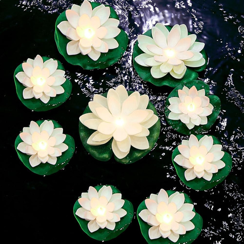 ~? 9 Pack Luces De Piscina Flotantes Linterna De Flor De Lot