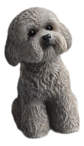 Figura En Miniatura De Perro, Accesorios Gris En Cuclillas