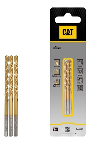 Broca Hss Metal Titanio 4.0mm (pack 3) Cat Acero-madera-pvc