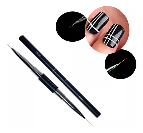 Pincel Doble Liner Paris Night Con Tapa Nail Art