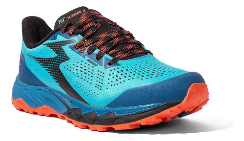 Zapatilla Running 361° Yushan 3 Celeste/naranja Dxvida