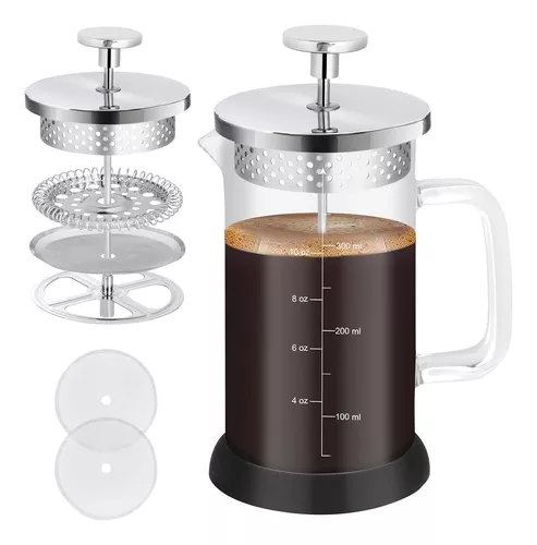 Kaffe - Cafetera grande de prensa francesa y cafetera de campamento, prensa  de vidrio borosilicato con aislamiento de doble pared, para té y café