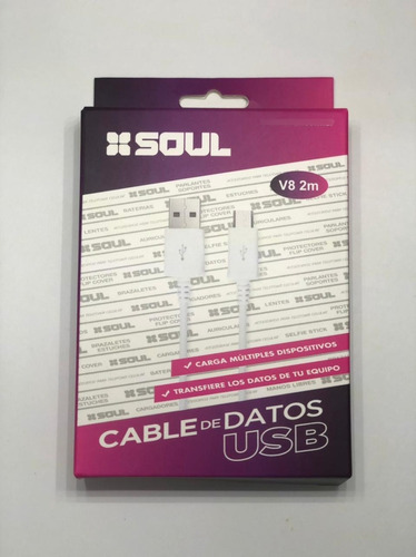 Imagen 1 de 1 de Cable Datos Soft 2m V8 Soul Micro Usb Celular Computadora 