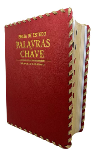 Bíblia De Estudo Palavras Chave Hebraico Grego Dicionário Strong Com Indice Lateral Capa Couro De Boi Vermelha