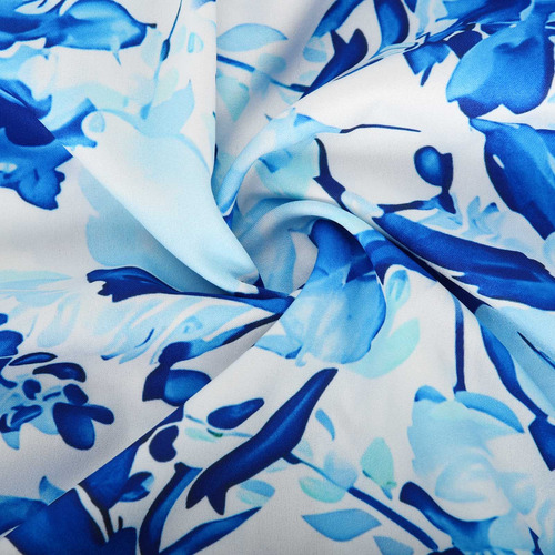 Cintura Elástica Plisada Casual Estampada Para Mujer, Cuello