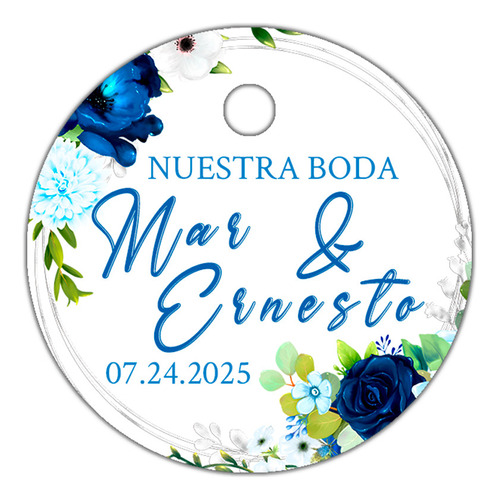 110 Etiquetas Circulares Personalizadas 5cm, Boda Bautizo Xv