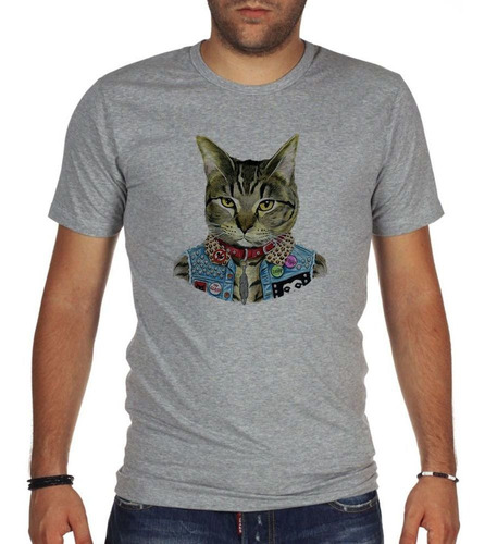 Remera De Hombre Cat Fashion Gato Cool Rockero