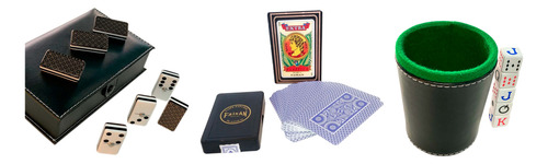 Domino Rombos Dorado + Baraja Faisan Española Azul + Cubilet
