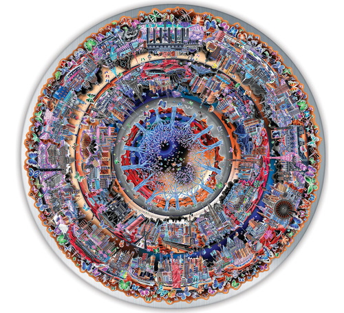 Puzzle Spin Flip Charles Fazzino, 14 Anillos 3d Para Niños Y