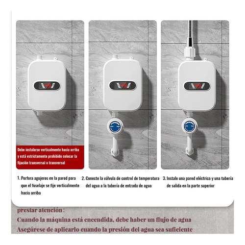 Ducha Instantánea Pequeña Con Calentador Agua Eléctrico Led
