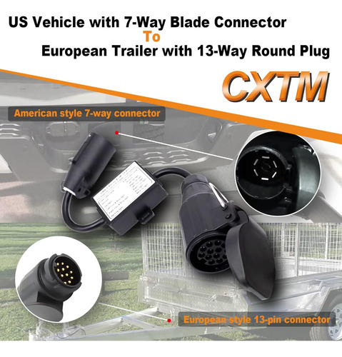 Us To Eu Trailer Light Converter, Us Vehicle With 7-way B...