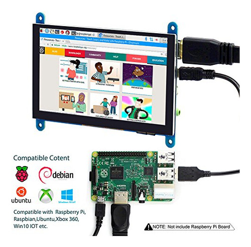Monitor Táctil Raspberry Pi De 5 Puertos Hdmi 800x480 - Pi 4