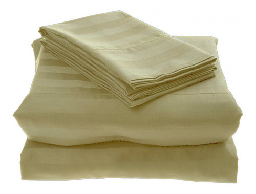 Imagen 3 de 3 de Juego Sábanas Microfibra Beige Líneas Doble