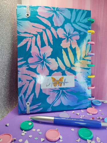 Stitch Cuaderno Inteligente A5 Artesanal Más Repuesto Azul Acero