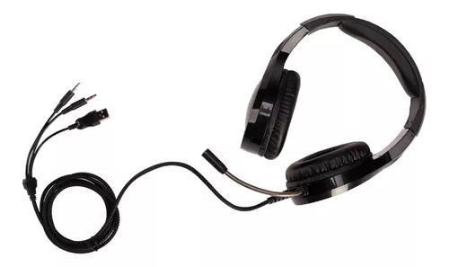 Auriculares Gamer Con Cable Y Adaptador Con Micrófono Tedge Color Negro