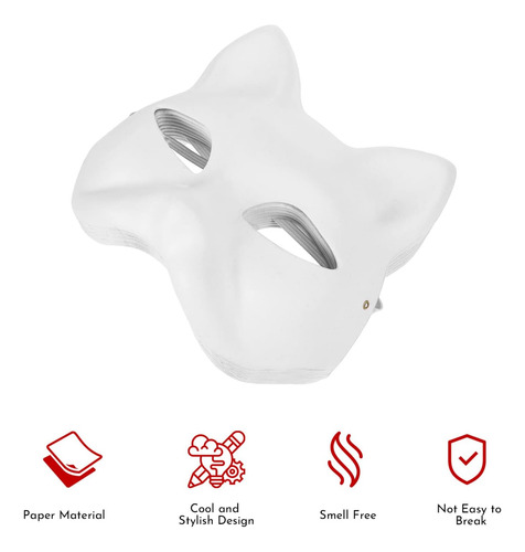 Toyvian 10 Piezas Máscara De Gato Máscara De Papel Blanco Pi