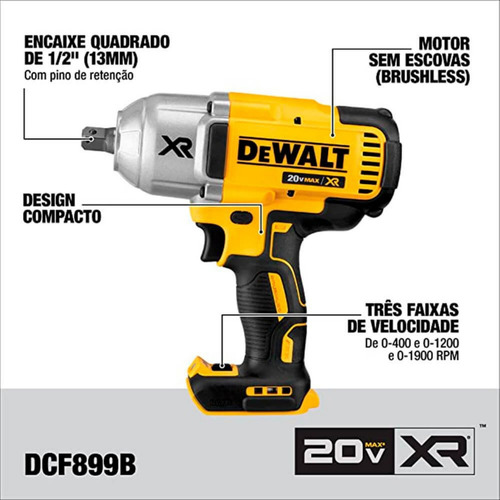 Chave De Impacto 1/2 + 2 Bats 2ah + Carregador Dcf899b-b3
