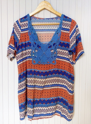 Blusa Manga Corta Hippie Chico Talle L Impecable Estado 