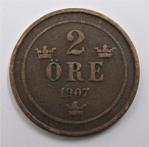 Moneda Suecia 2 Ore 1907 (c85)