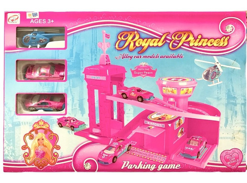 Parking Princesas Rosa Con Autitos De Coleccion Metalicos