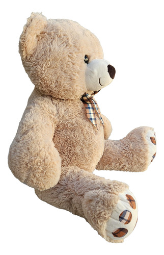 Peluche Oso Sentado Clásico Grande Con Moño 65cm Marrón Claro