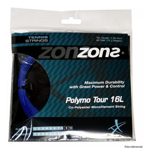 Cuerda De Tenis Zons Polymo Tour 16l/1.28mm Dark Blue 12 Mts