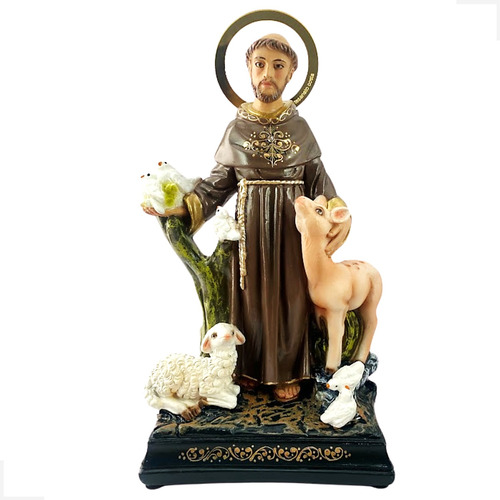 Imagem São Francisco Com Animais 25cm Artesanato Costa