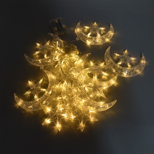 Cadena De Luces Con Forma De Estrella Y Luna, 3,3 Pulgadas,