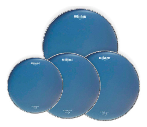 Kit De Peles Bateria Williams Density Coated 10''13''14''16 Cor Azul