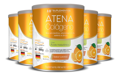 5x Colágeno Atena Verisol+ácido Hialurônico Sabor Laranja