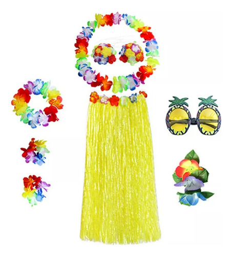 Set De Falda Hawaiana De Hula Para Fiesta De Disfraces.