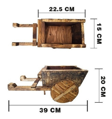 Imagen 4 de 6 de Maceta De Madera Tipo Jardinera De Carreta Mini